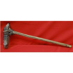Plains Indian war club, some chips, wooden handle, age unknown, Cheyenne Butte area, Rosebud, MT