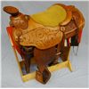 Image 2 : Archie Gooksetter's own roping saddle, floral carved, 15", dbl rigged,  excellent condition. Archie 