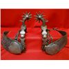 Image 2 : Hernandez, Peanut Visalia pattern spurs, engraved & silver inlay, w/ engraved heart strap conchos
