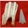 Image 2 : Archaic-era bison tooth and 2" point, Rosebud, MT