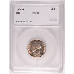 1954-S JEFFERSON NICKEL, SEGS MS-65  GEM!