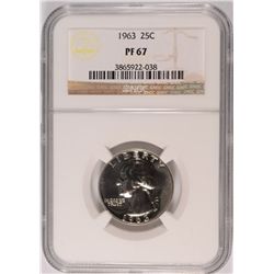 1963 WASHINGTON QUARTER, NGC PROOF -67