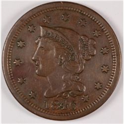 1846 LARGE CENT AU-55