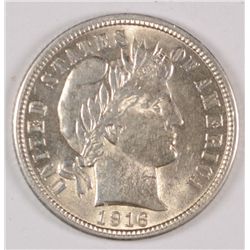 1916 BARBER DIME AU-58