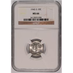 1945-S MERCURY DIME NGC MS-66