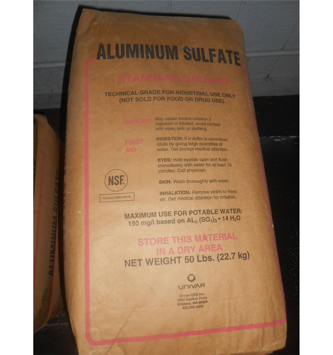 ALUMINUM SULFATE / EIGHT 50 LB BAGS