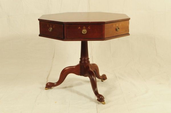 Octagonal Library Table With Drawers