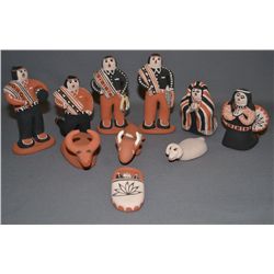 TEN PIECE CHOCHITI POTTERY SCENE