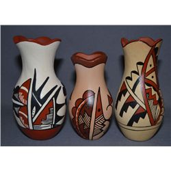 THREE JEMEZ POTTERY VASES