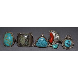 COLLECTION OF 5 NAVAJO SILVER RINGS