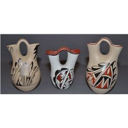 THREE JEMEZ POTTERY WEDDING VASES