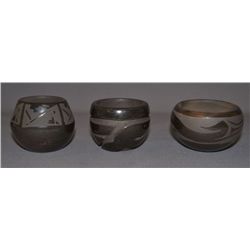 THREE SANTA CLARA POTTERY BOWLS