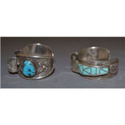 TWO NAVAJO SILVER WATCHBANDS