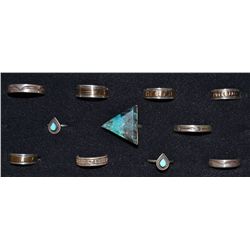 ELEVEN SILVER NAVAJO RINGS