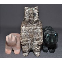 THREE PUEBLO BEAR FETISHES