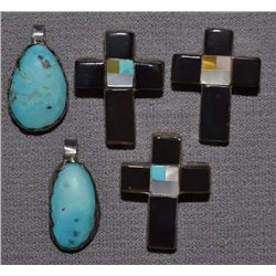 FIVE NAVAJO PENDANTS
