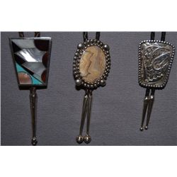 THREE NAVAJO SILVER BOLO