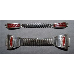 TWO NAVAJO SILVER WATCH TIPS