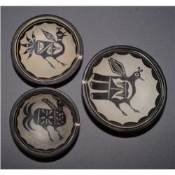 THREE SANTO DOMINGO POTTERY BOWLS
