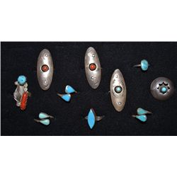 TEN SILVER NAVAJO RINGS