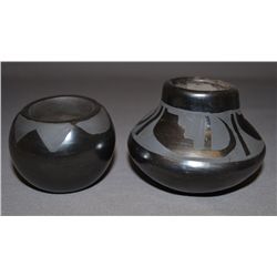 TWO SAN ILDEFONSO POTTERY BOWLS