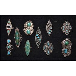 TEN NAVAJO SILVER RINGS