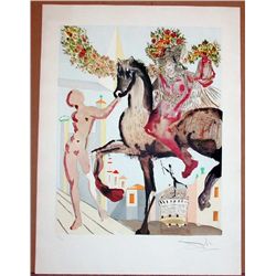 Salvador Dali, The Flowered Horseman, Signed Print