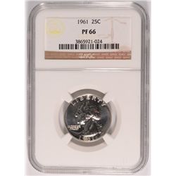 1961 WASHINGTON QUARTER, NGC PROOF-66