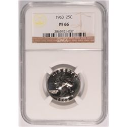 1963 WASHINGTON QUARTER, NGC PROOF-66