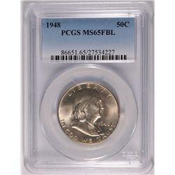 1948 FRANKLIN HALF DOLLAR, PCGS MS-65 FBL