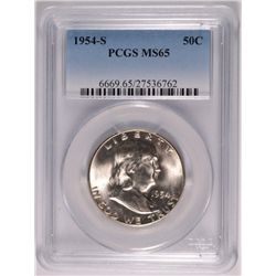 1954-S FRANKLIN HALF DOLLAR, PCGS MS-65 GEM