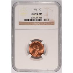 1946 LINCOLN CENT, NGC MS-66 RED