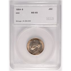 1954-S JEFFERSON NICKEL, SEGS MS-65  GEM!