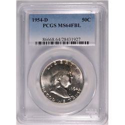 1954-D FRANKLIN HALF DOLLAR, MS-64 FBL