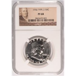 1956 TYPE-2 FRANKLIN HALF DOLLAR, NGC PROOF-68!