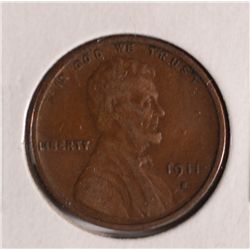 1911-S LINCOLN CENT XF-45