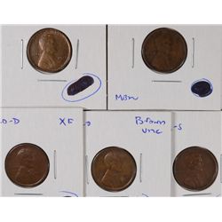 (5) LINCOLN CENTS (15-S, 17, 19-S, 20, 20-D)