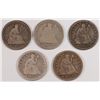 (5) 1853 SEATED QUARTERS