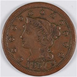 1851 LARGE CENT VF