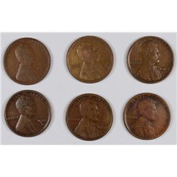 (6) LINCOLN CENTS (13-S, 14-S, 15-S, 22-D, 23-S, 24-D)
