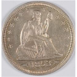 1853 SEATED QUARTER MS-64+