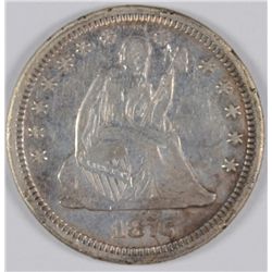 1876-CC SEATED QUARTER XF-45+