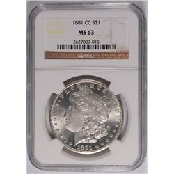 1881-CC MORGAN DOLLAR NGC MS-63
