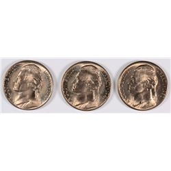 (3) JEFFERSON NICKELS (2-49-D, 50-D) BU'S