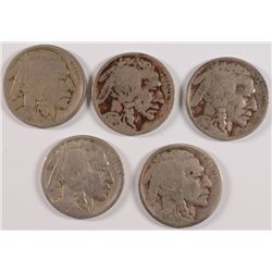 (5) BUFFALO NICKELS (17, 17-D, 17-S, 18, 18-D)