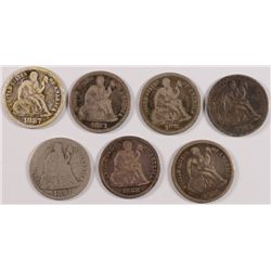 (7) SEATED DIMES (71, 76, 83, 87, 88, 88-S, 91-O)