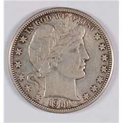 1911 BARBER HALF DOLLAR, AU-53