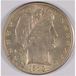 1915-D BARBER HALF DOLLAR, NICE ORIGINAL MS-64++ LIGHT GOLDEN/WHITE GREAT LUSTER