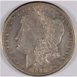 1892-CC MORGAN SILVER DOLLAR, AU-53  NICE LUSTRE, KEY COIN!  VERY NICE!!