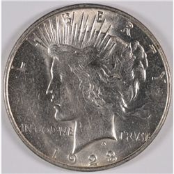 1923-D PEACE SILVER DOLLAR, MS-63 LIGHT CLEANING